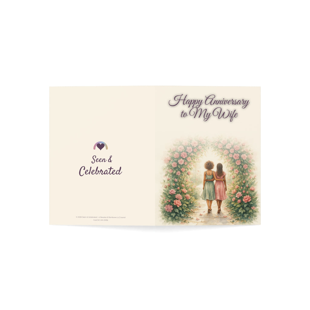 Happy Anniversary to My Wife | Black Couple Wife to Wife Anniversary Card, Garden Arch