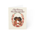 Two Women, One Beautiful Love | Black Couple Her and Her Anniversary Card, Floral Wreath