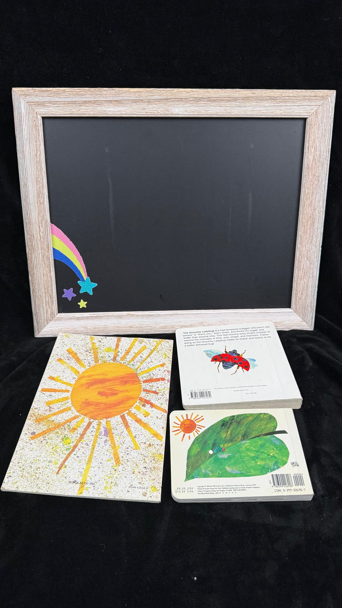 Back covers of the three Eric Carle books