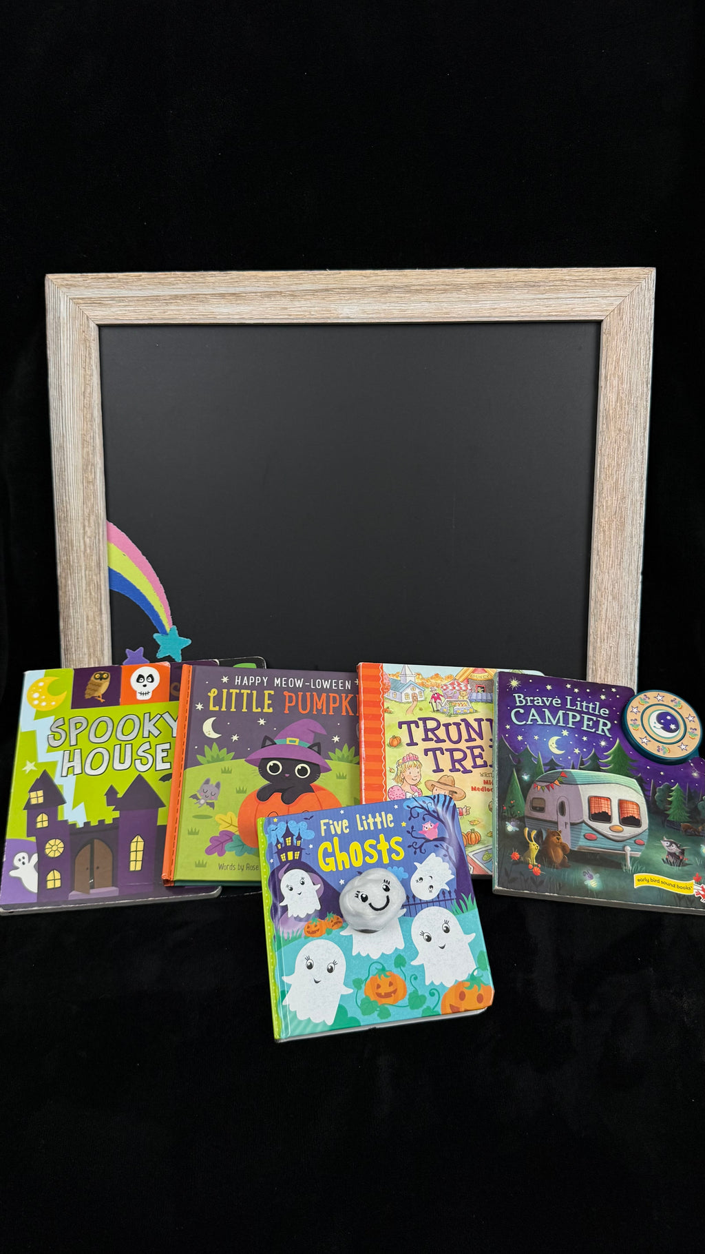 All five toddler board books in the Little Pumpkin bundle fanned out to show each cover