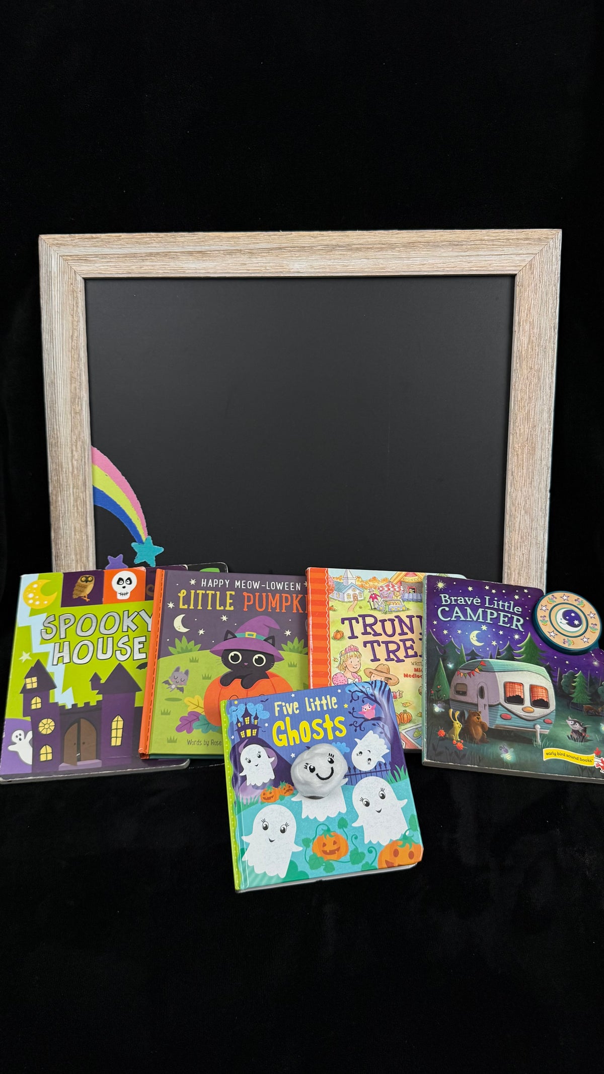 All five toddler board books in the Little Pumpkin bundle fanned out to show each cover