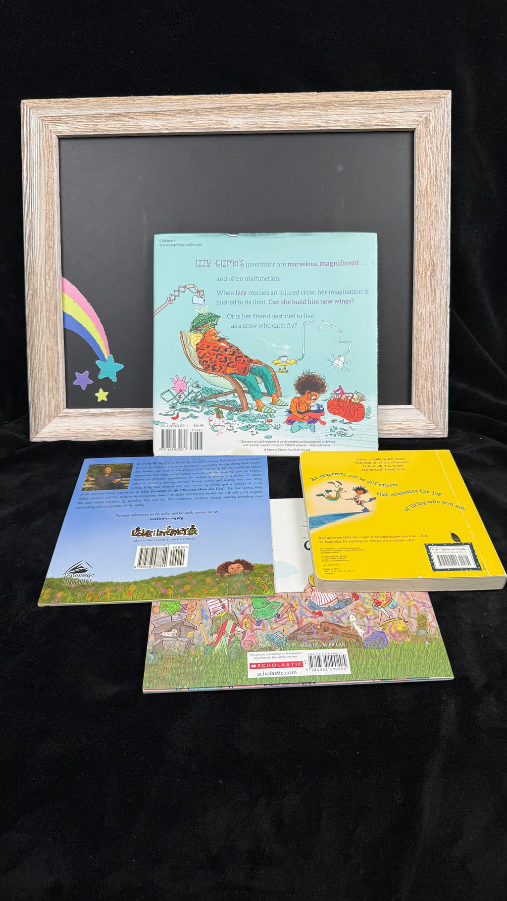 Back covers of the four books in the I Like Myself bundle