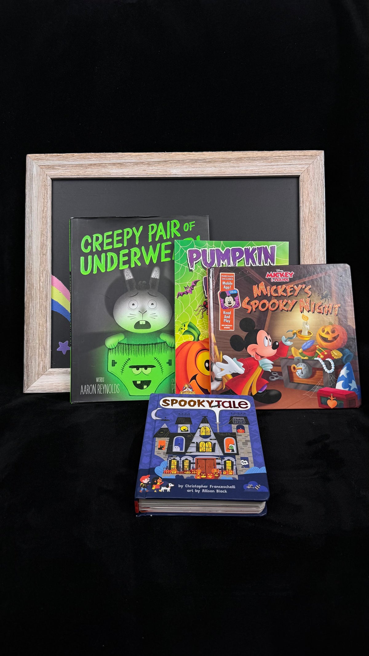 Halloween Story Stack bundle: Creepy Pair of Underwear, Pumpkin Patch activity book, Mickey's Spooky Night and Spookytale board book